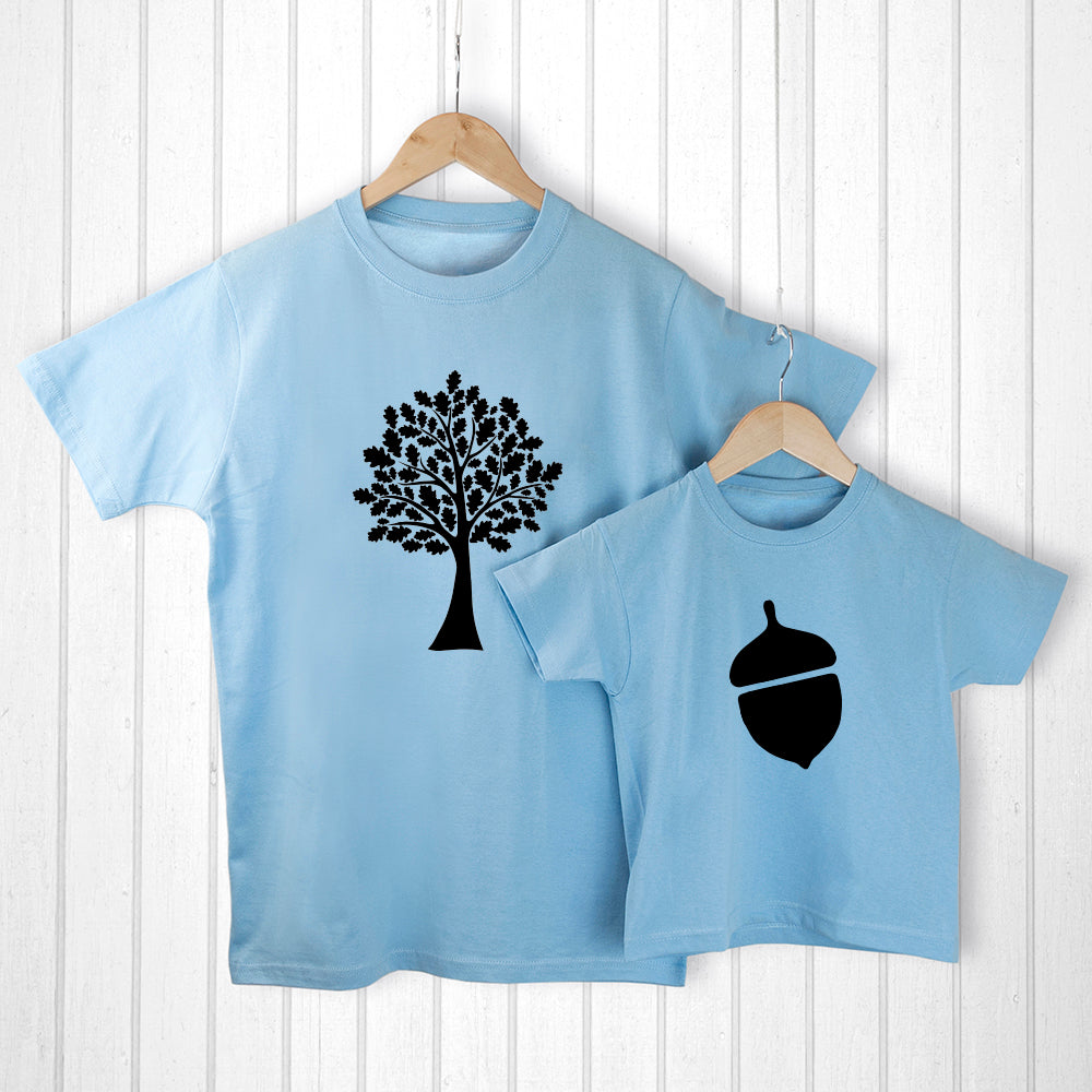 Personalised Personalised Daddy and Me Acorn Blue T-Shirts