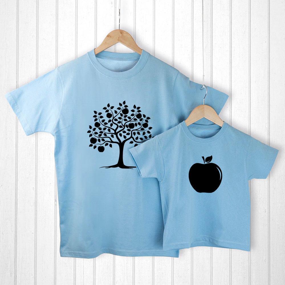 Personalised Personalised Daddy and Me Apple Blue T-Shirts