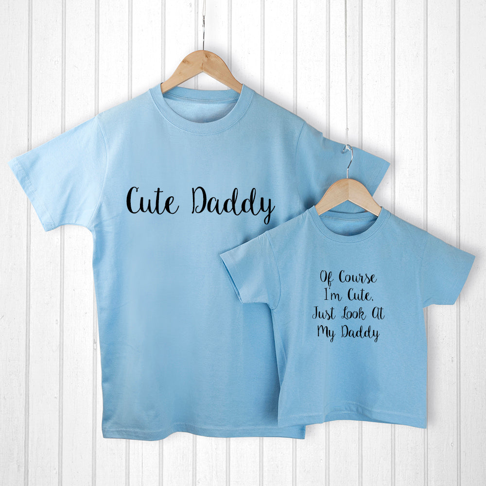 Personalised Personalised Daddy and Me Cuties Blue T-Shirts