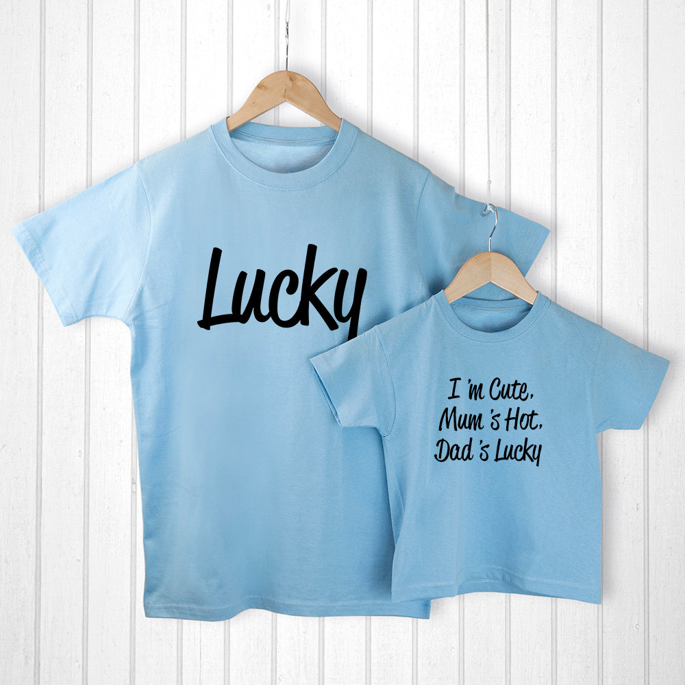Personalised Personalised Daddy and Me Lucky Blue T-Shirts