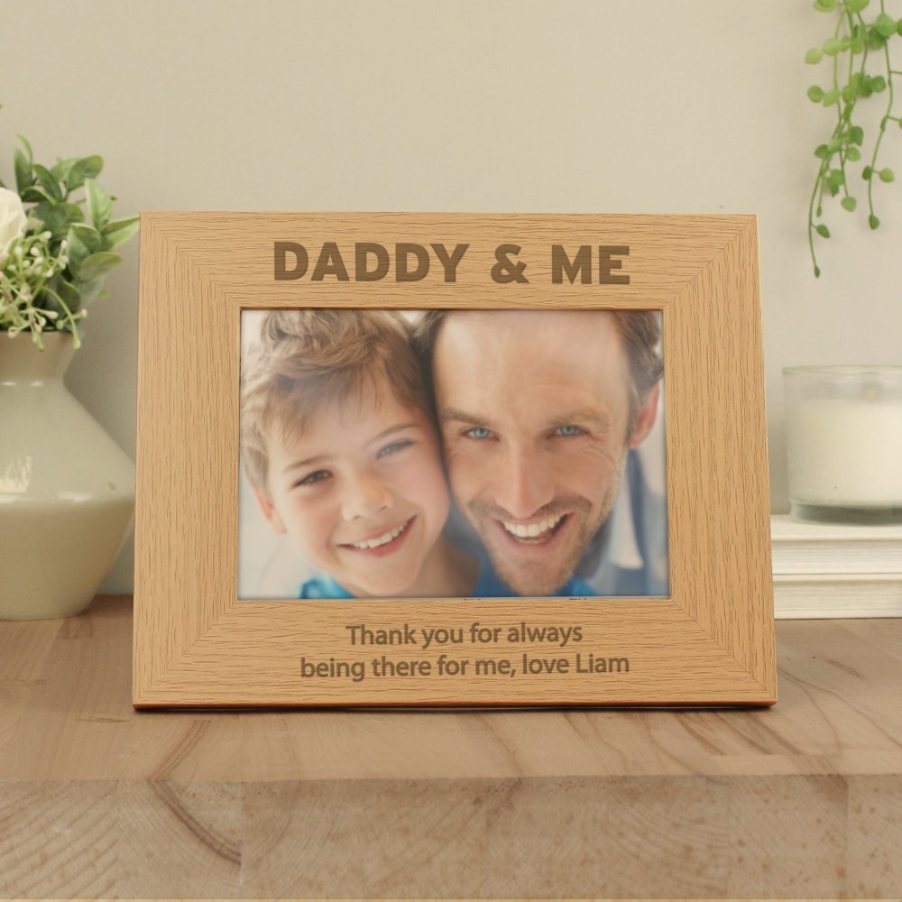 Personalised Daddy & Me 5x7 Inch Landscape Wooden Photo Frame