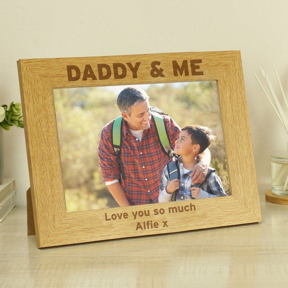 Personalised Daddy & Me 5x7 Inch Landscape Wooden Photo Frame