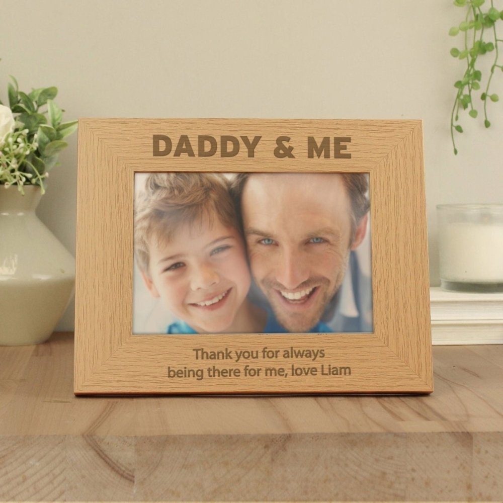 Personalised Daddy & Me 7x5 Inch Landscape Wooden Photo Frame