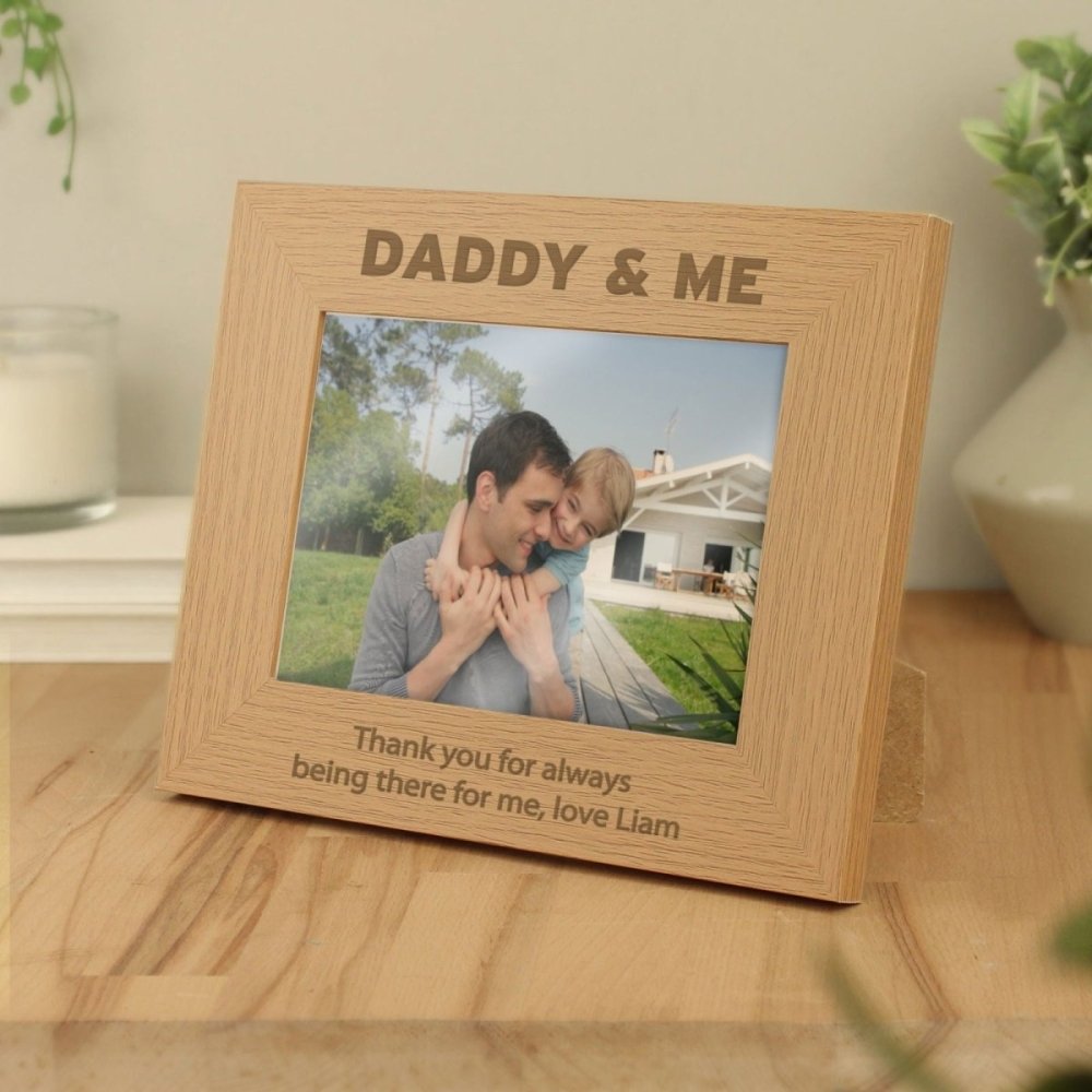 Personalised Daddy & Me 7x5 Inch Landscape Wooden Photo Frame