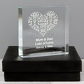 Personalised Damask White Heart Large Crystal Token