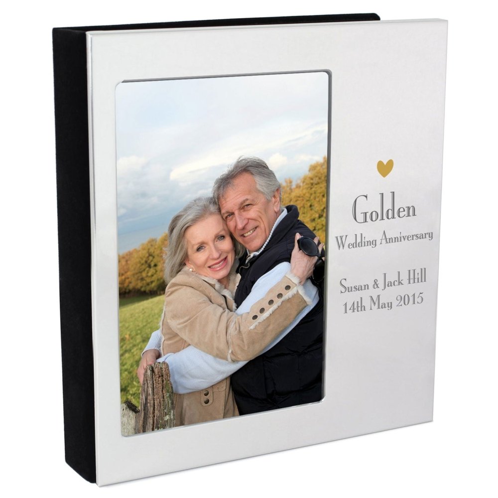 Personalised Decorative Golden Anniversary Photo Frame Album 4x6 Inch