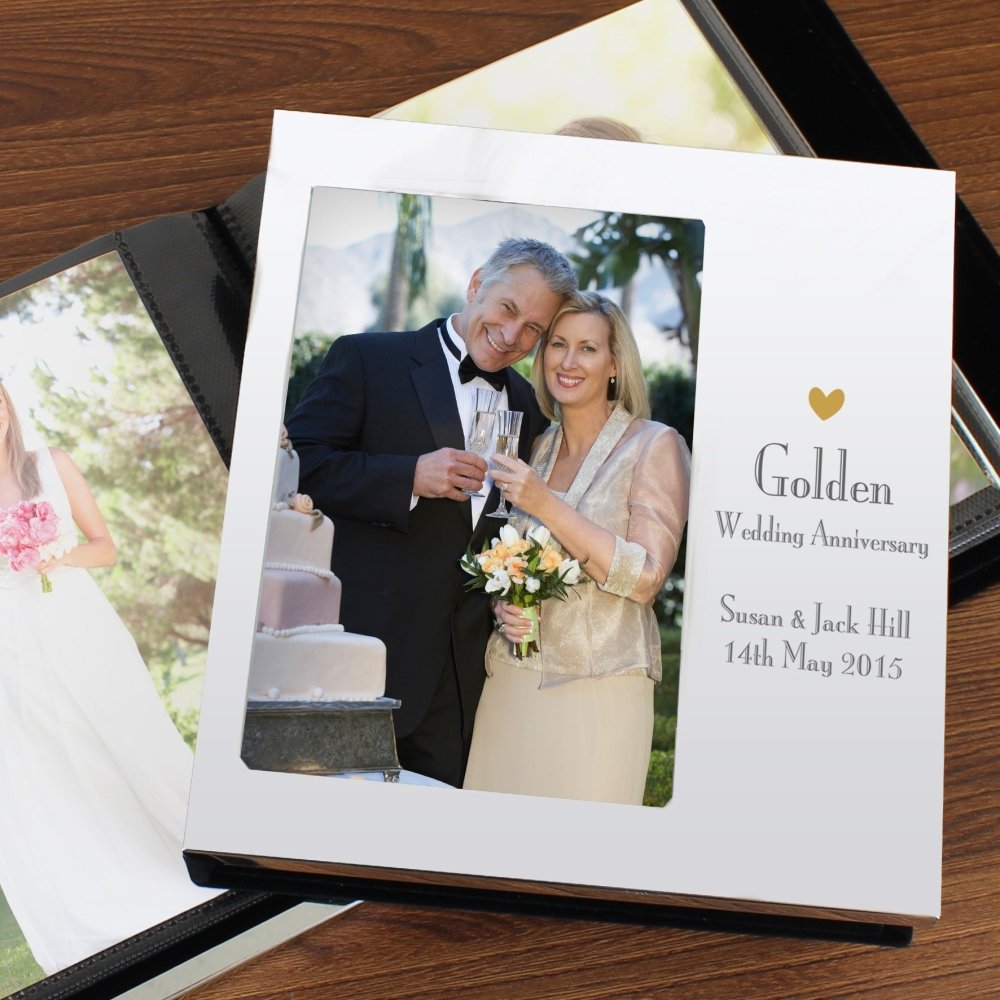 Personalised Decorative Golden Anniversary Photo Frame Album 6x4 Inch