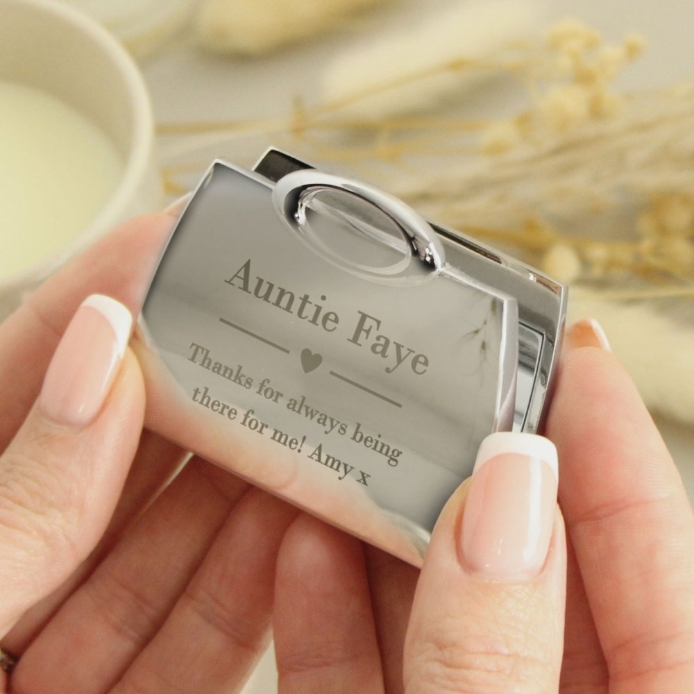 Personalised Decorative Heart Handbag Compact Mirror