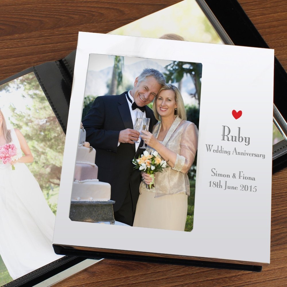 Personalised Decorative Ruby Anniversary 6x4 Inch Photo Frame Album