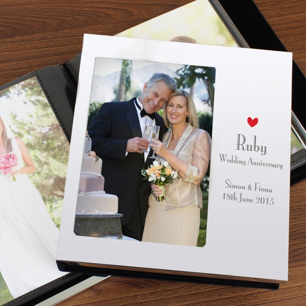 Personalised Decorative Ruby Anniversary 6x4 Inch Photo Frame Album