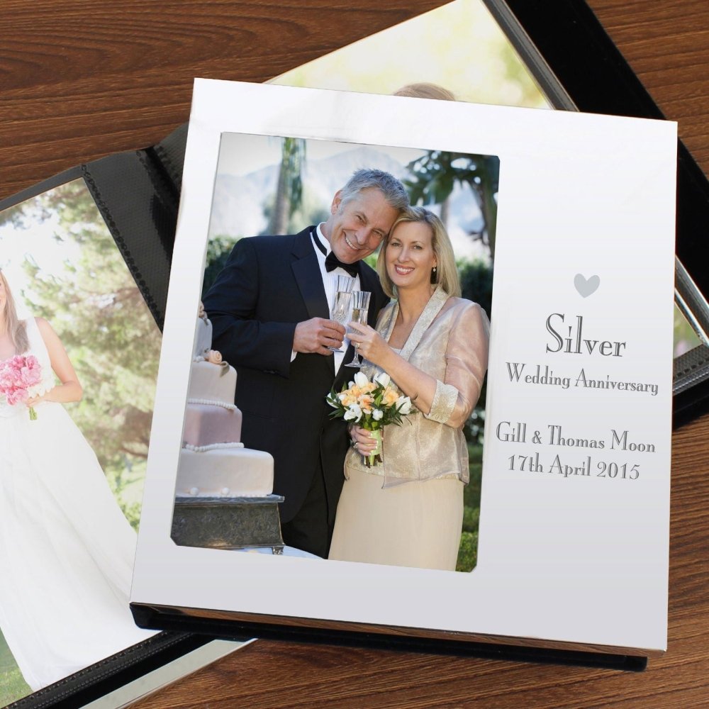 Personalised Decorative Silver Anniversary 6x4 Inch Photo Frame Album