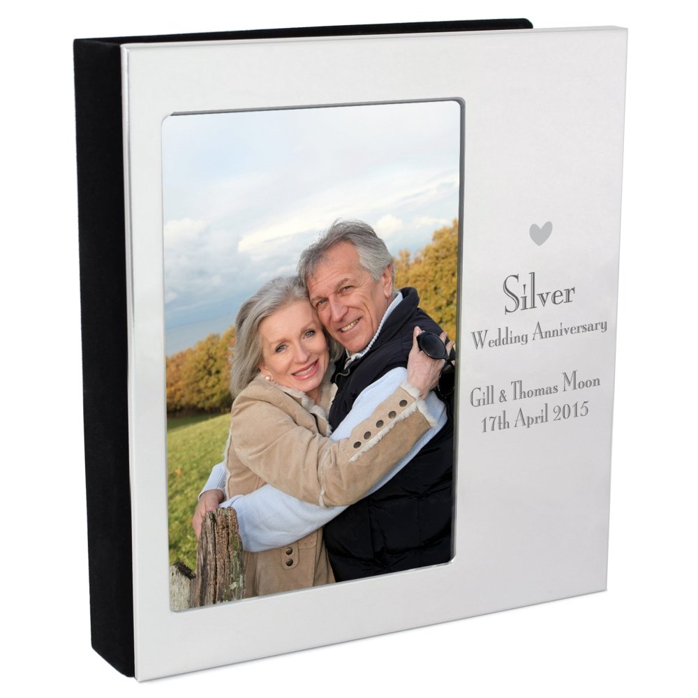 Personalised Decorative Silver Anniversary 6x4 Inch Photo Frame Album