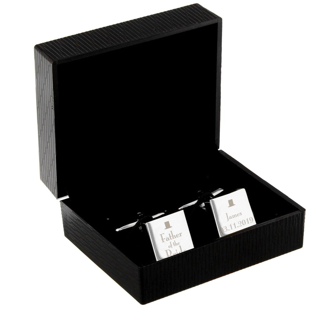 Personalised Decorative Wedding Father Of The Bride Square Cufflinks