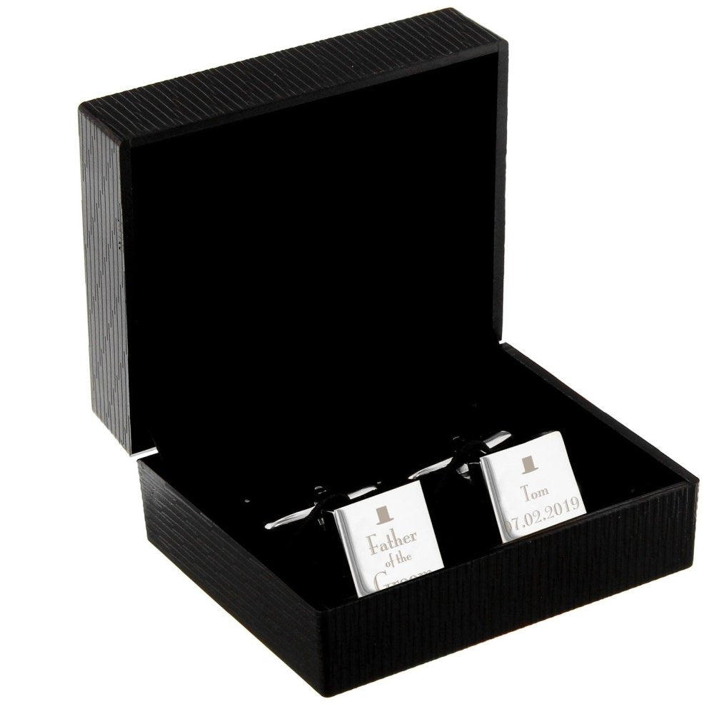 Personalised Decorative Wedding Father Of The Groom Square Cufflinks