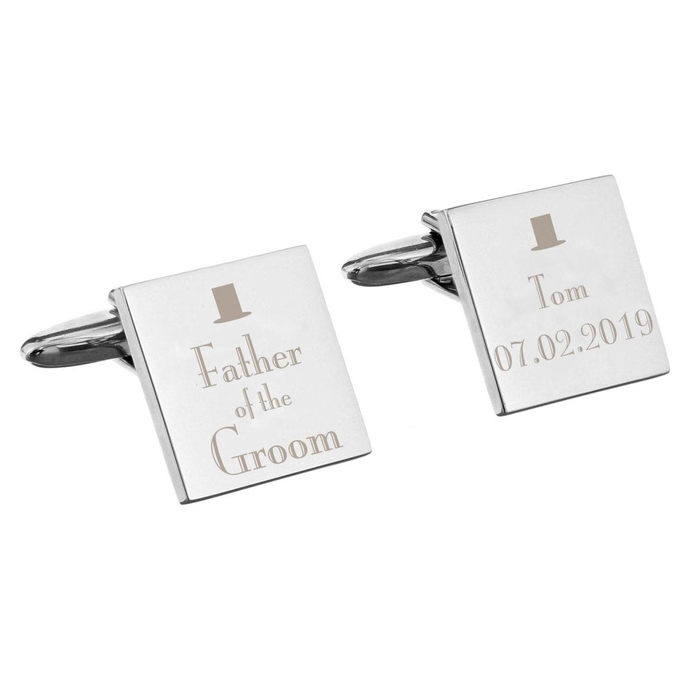 Personalised Decorative Wedding Father Of The Groom Square Cufflinks