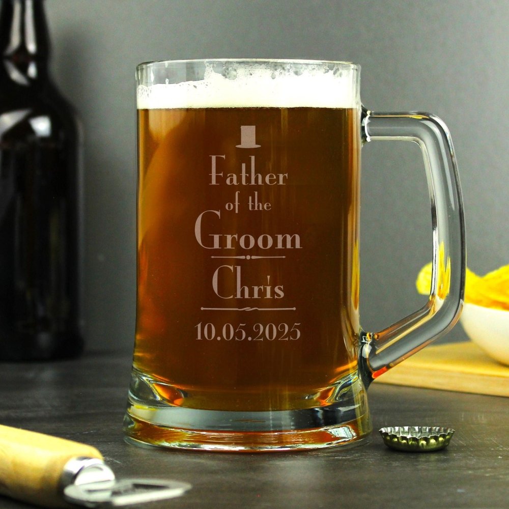 Personalised Decorative Wedding Father Of The Groom Tankard