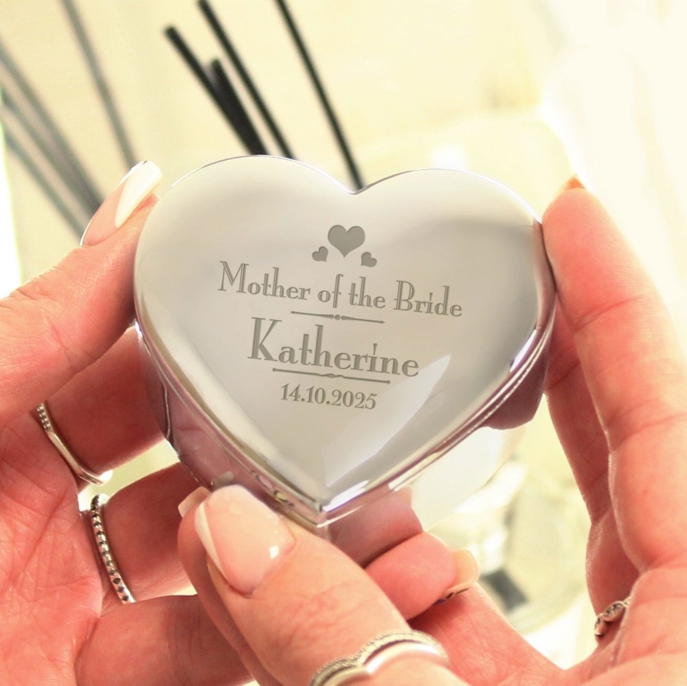 Personalised Decorative Wedding Mother Of The Bride Heart Trinket Box