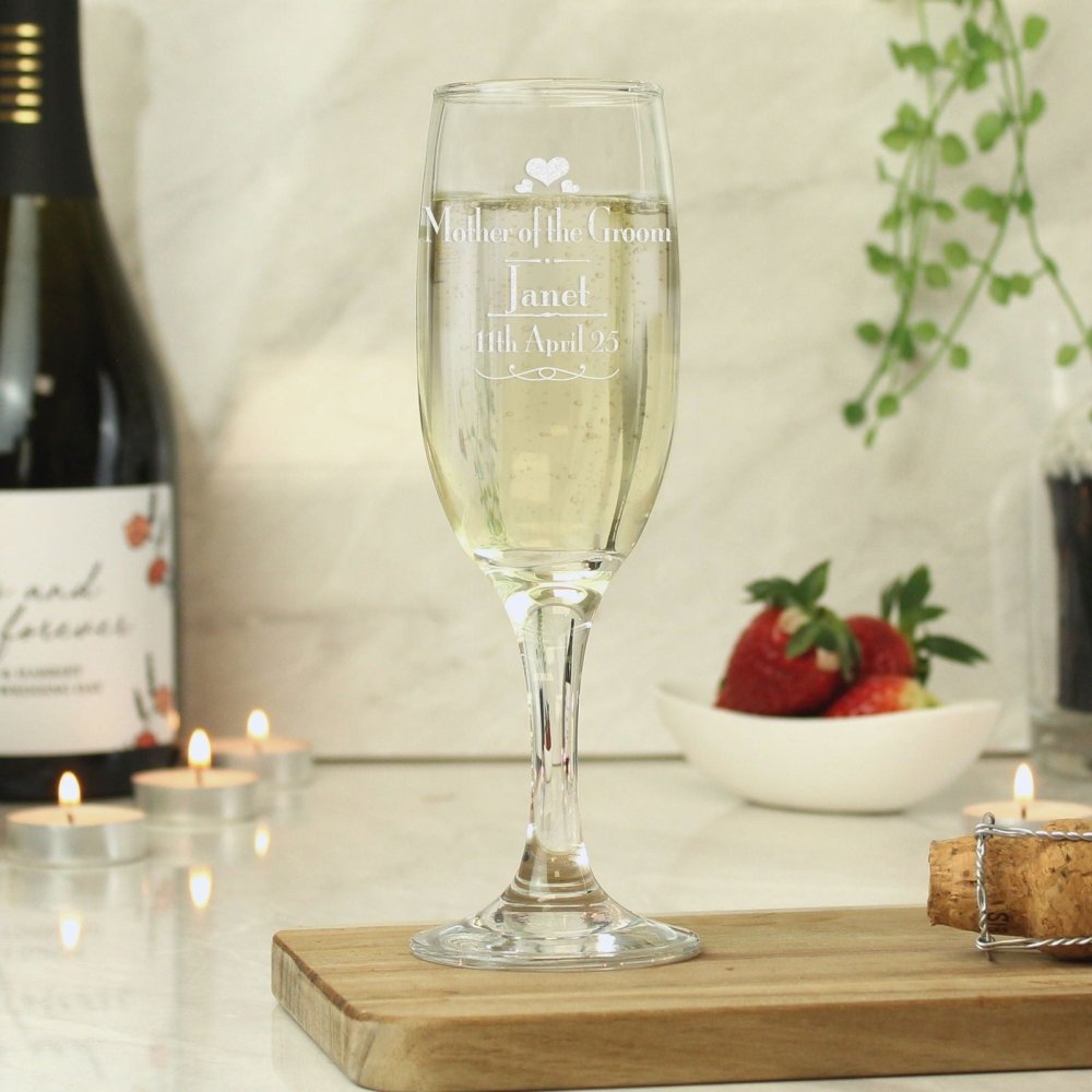 Personalised Decorative Wedding Mother Of The Groom Glass Flute