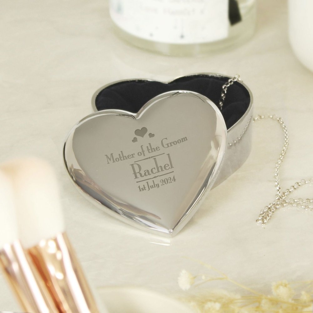 Personalised Decorative Wedding Mother Of The Groom Heart Trinket Box
