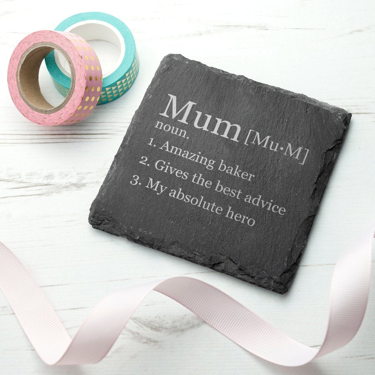 Personalised Definition Square Slate Keepsake Coaster