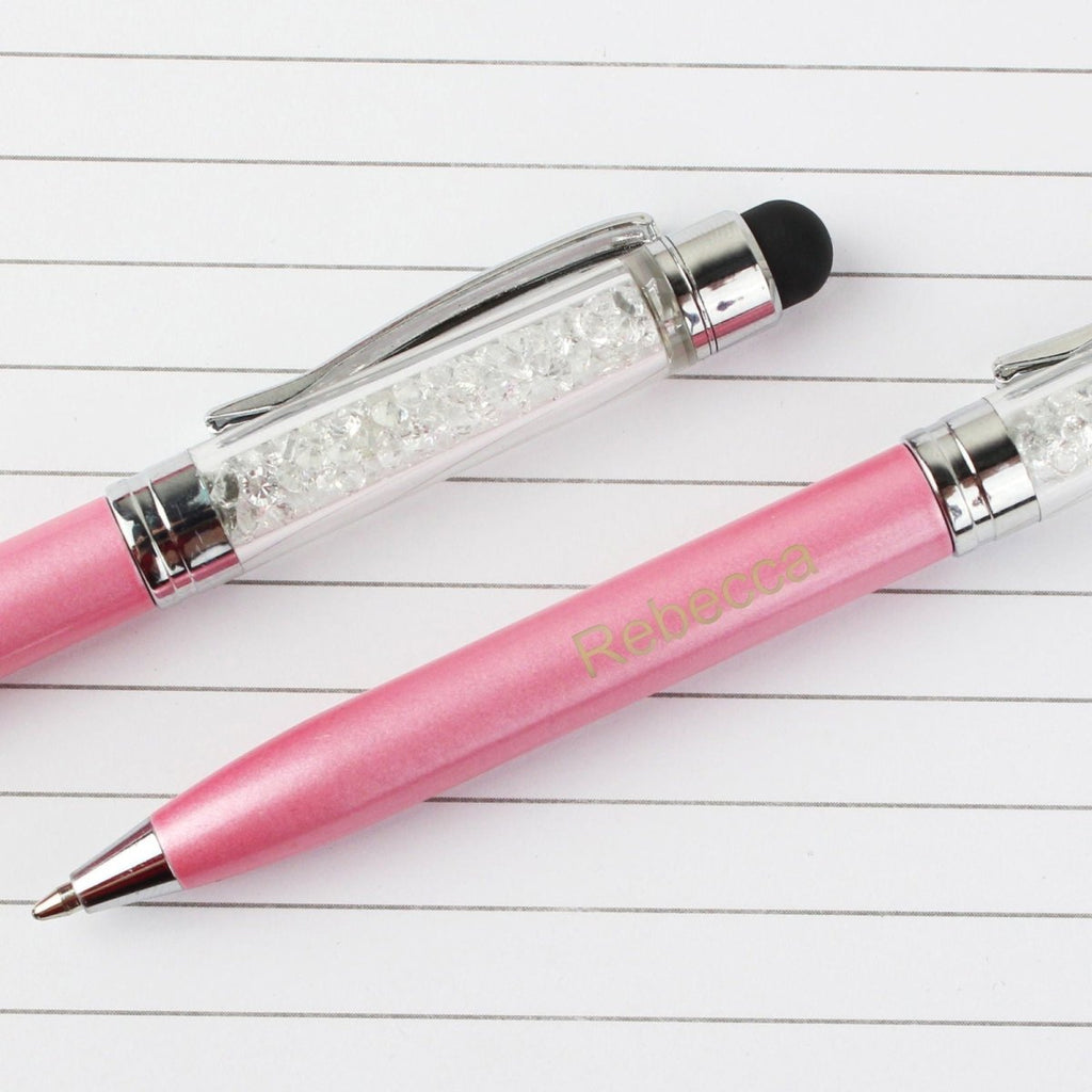 Personalised Diamante Elements Pink Pen