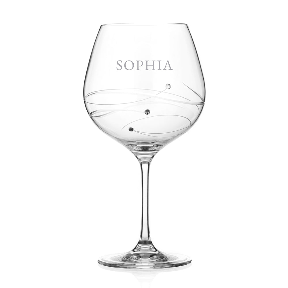 Personalised Spiral Gin Glass With Swarovski Crystals