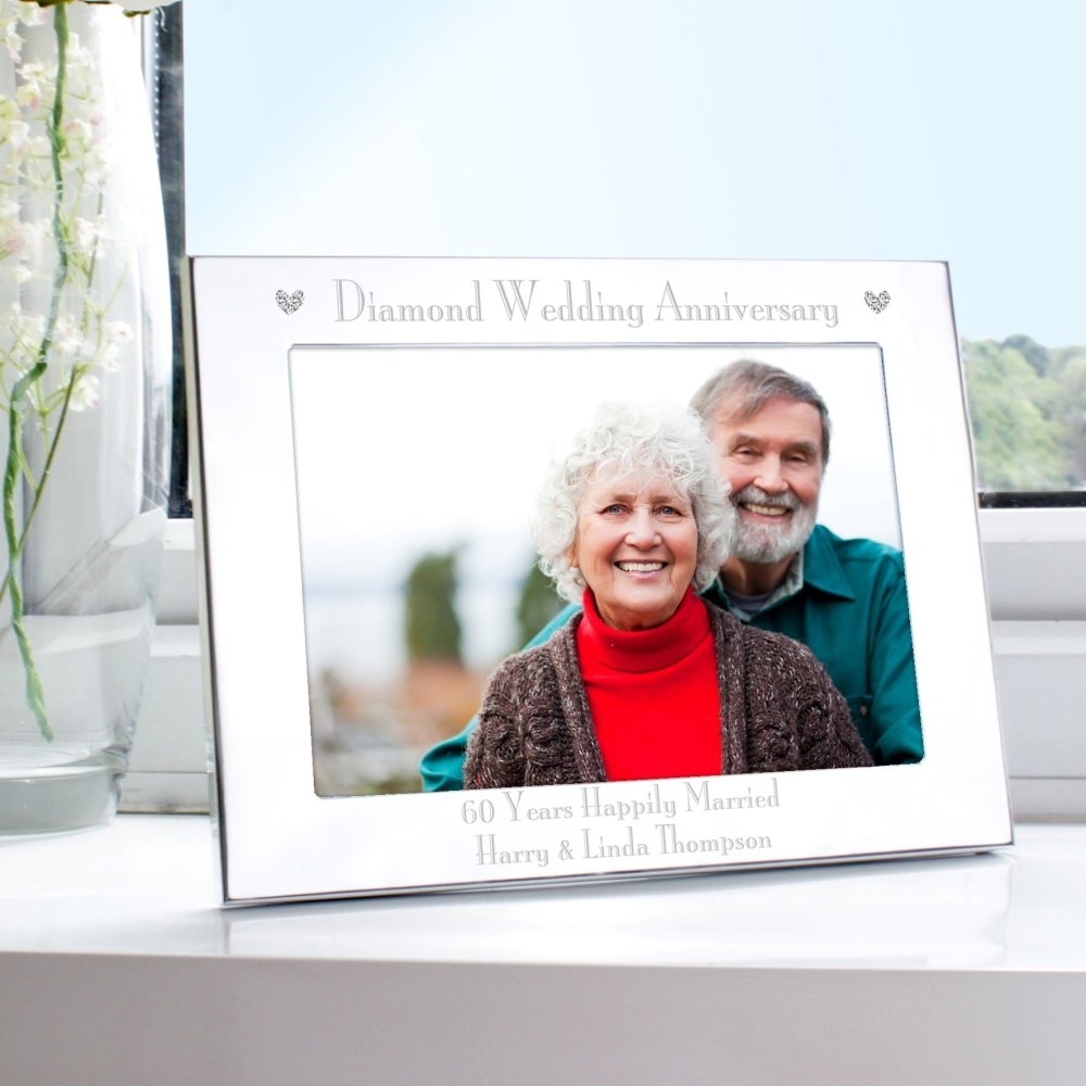 Personalised Diamond Anniversary 5x7 Inch Landscape Photo Frame