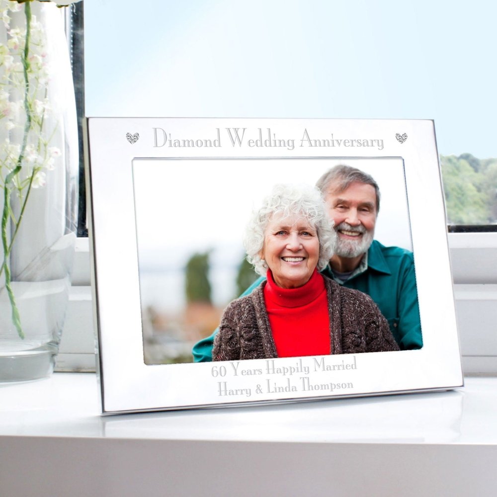Personalised Diamond Anniversary 7x5 Inch Landscape Photo Frame