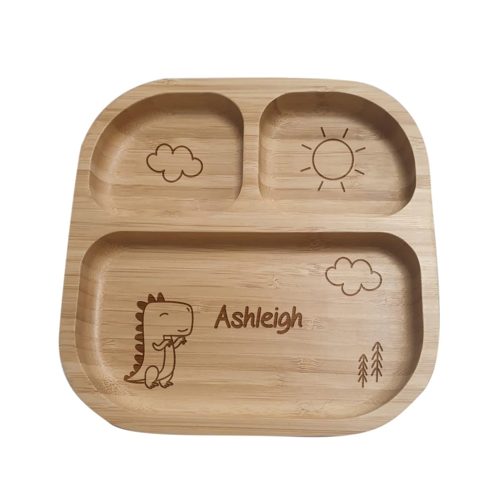 Personalised Dinosaur Bamboo Suction Plate & Spoon