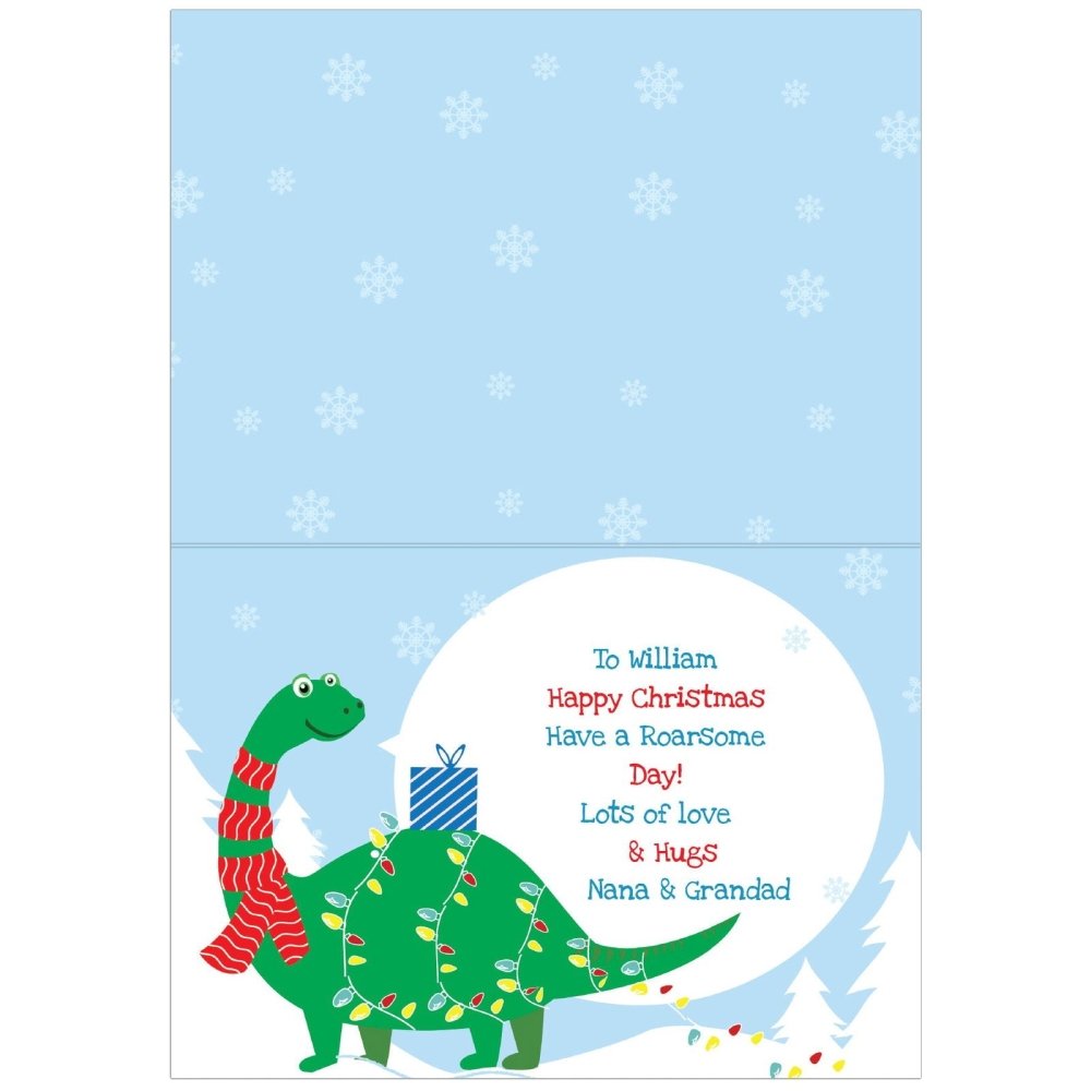 Personalised Dinosaur 'Have A Roarsome Christmas' Card