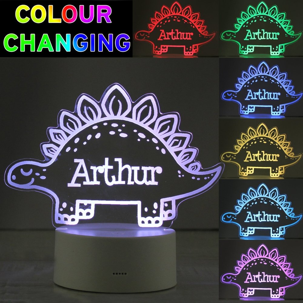 Personalised Dinosaur LED Colour Changing Night Light