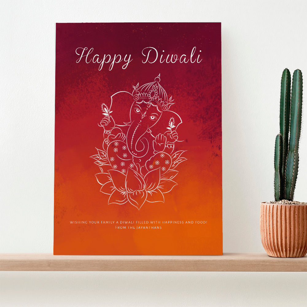 Personalised Personalised Diwali Colourful Ganesh Framed Print