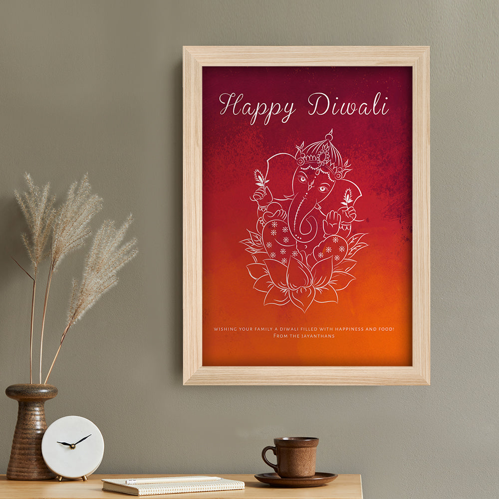 Personalised Personalised Diwali Colourful Ganesh Framed Print