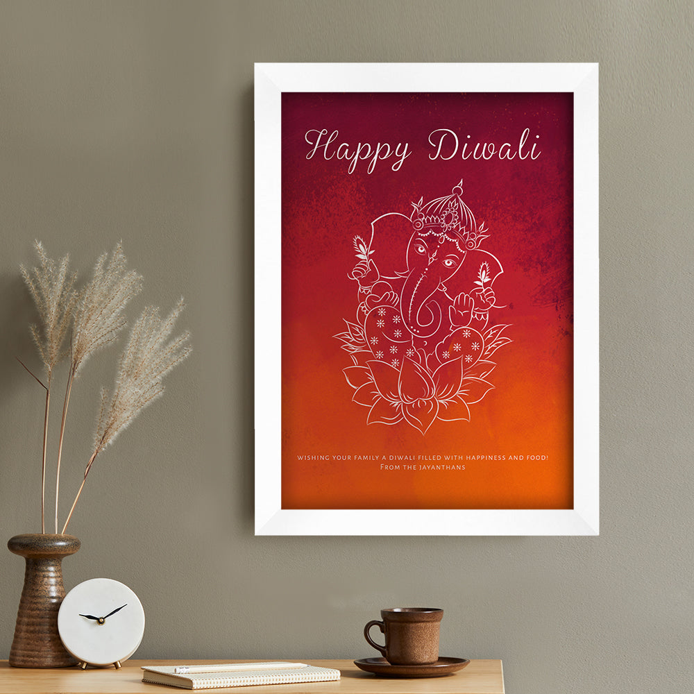 Personalised Personalised Diwali Colourful Ganesh Framed Print