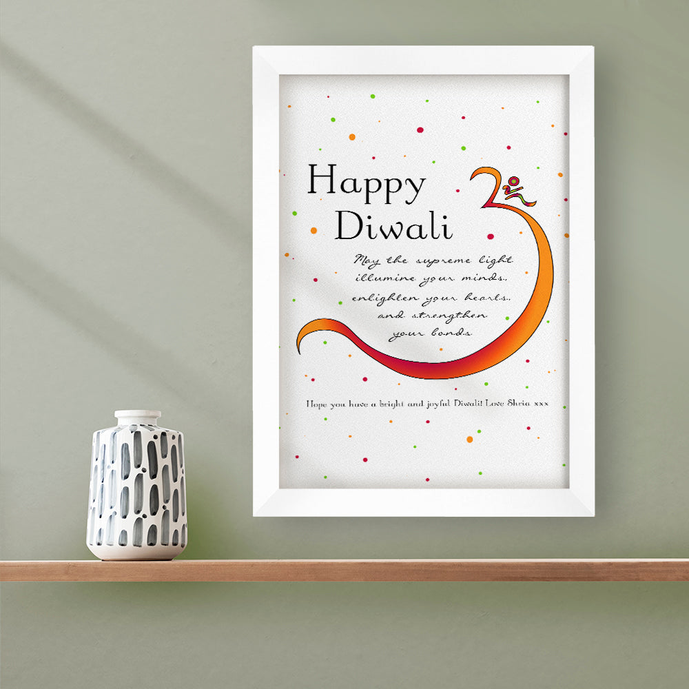 Personalised Personalised Diwali Colourful Om Symbol Framed Print