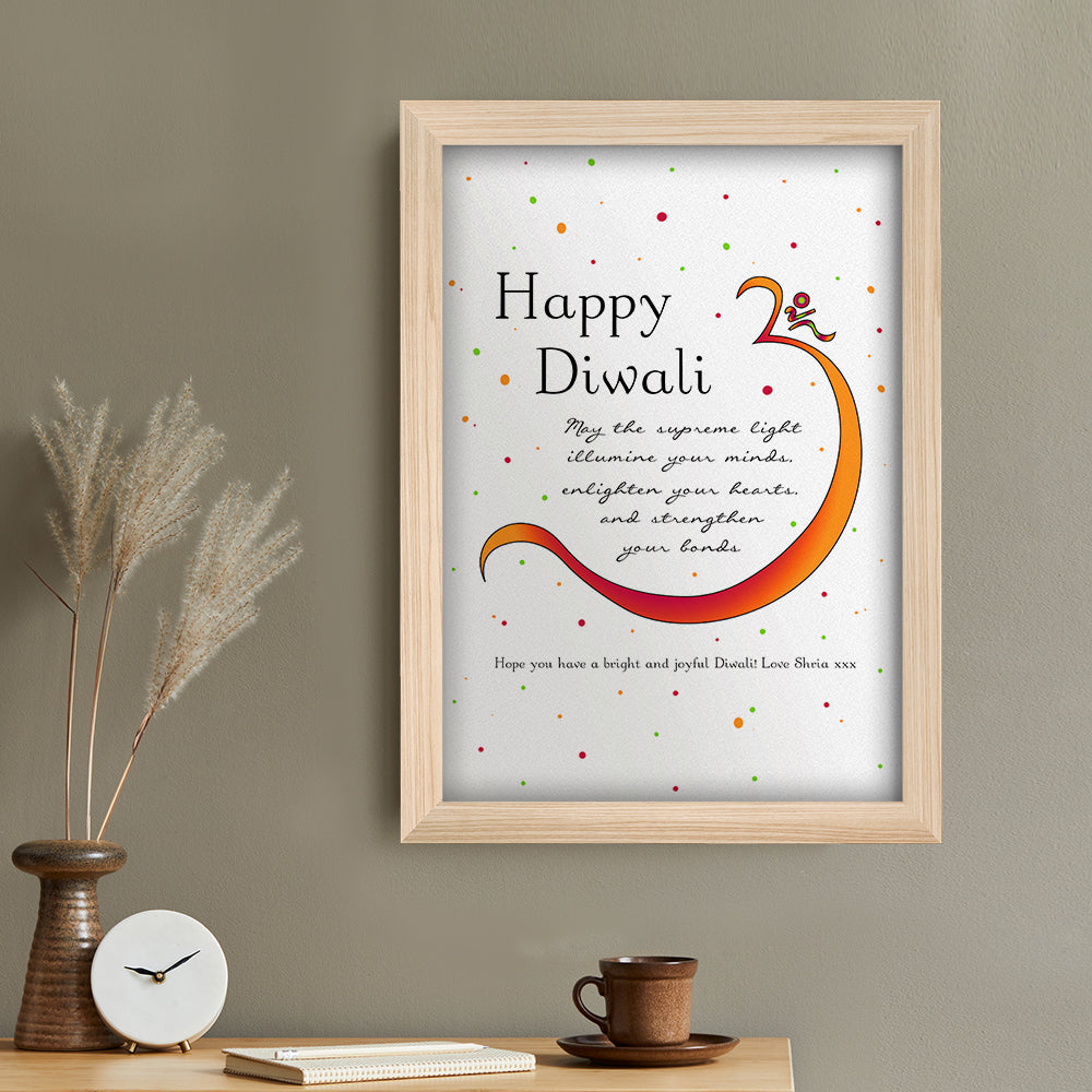 Personalised Personalised Diwali Colourful Om Symbol Framed Print