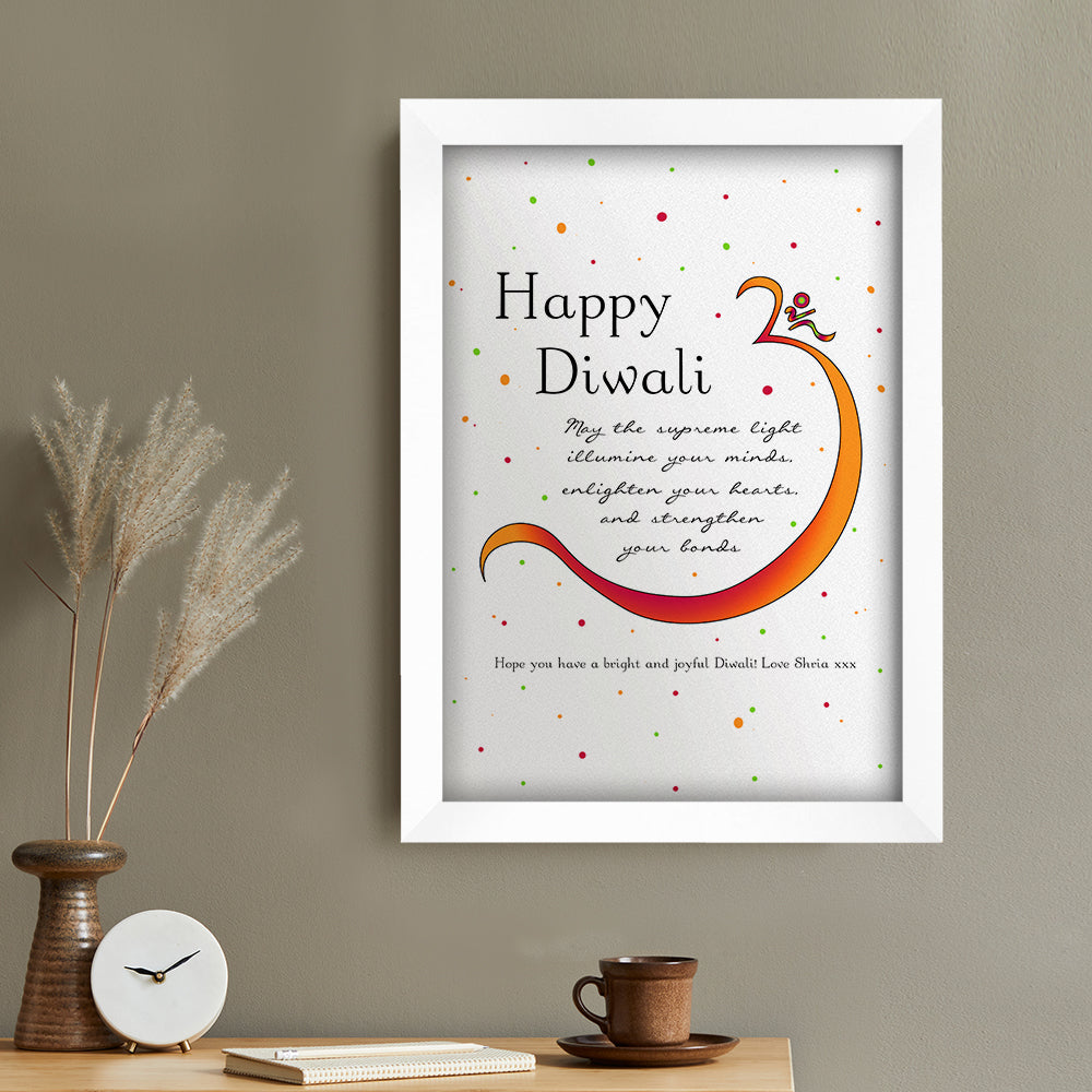Personalised Personalised Diwali Colourful Om Symbol Framed Print