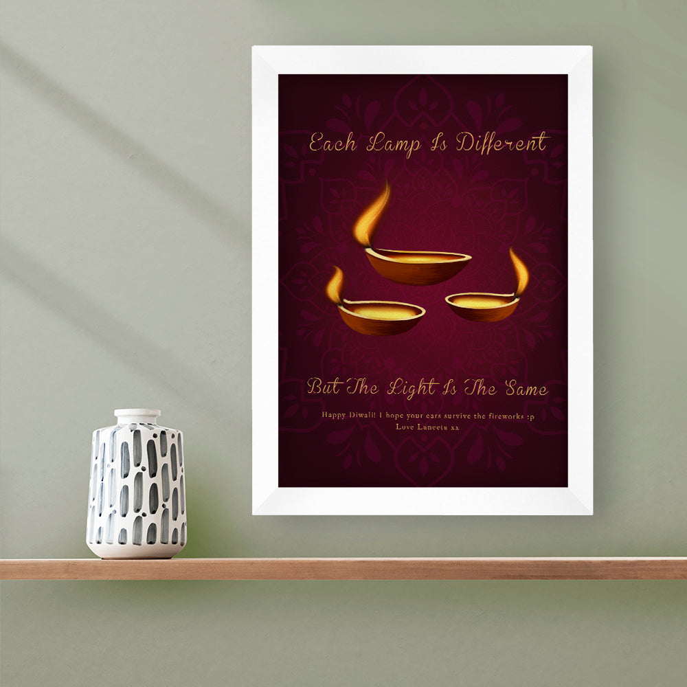 Personalised Personalised Diwali Lamp Framed Print