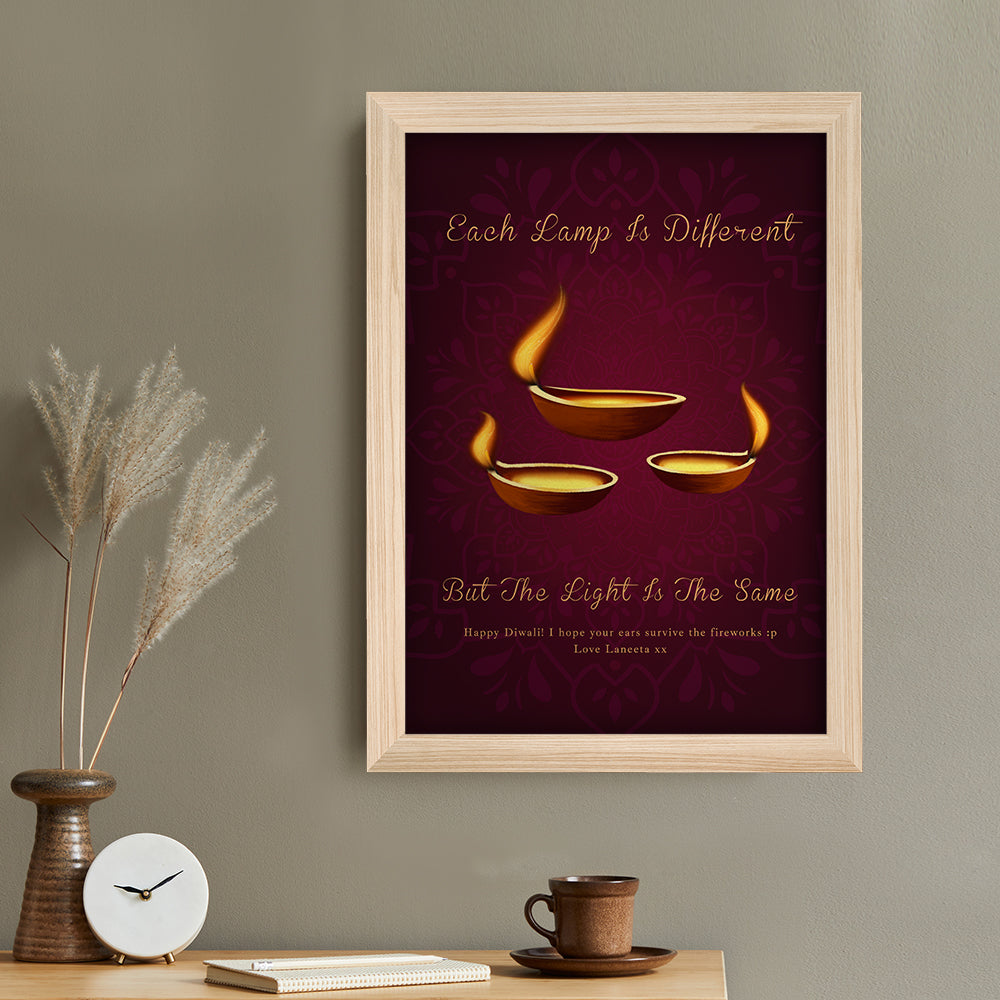 Personalised Personalised Diwali Lamp Framed Print