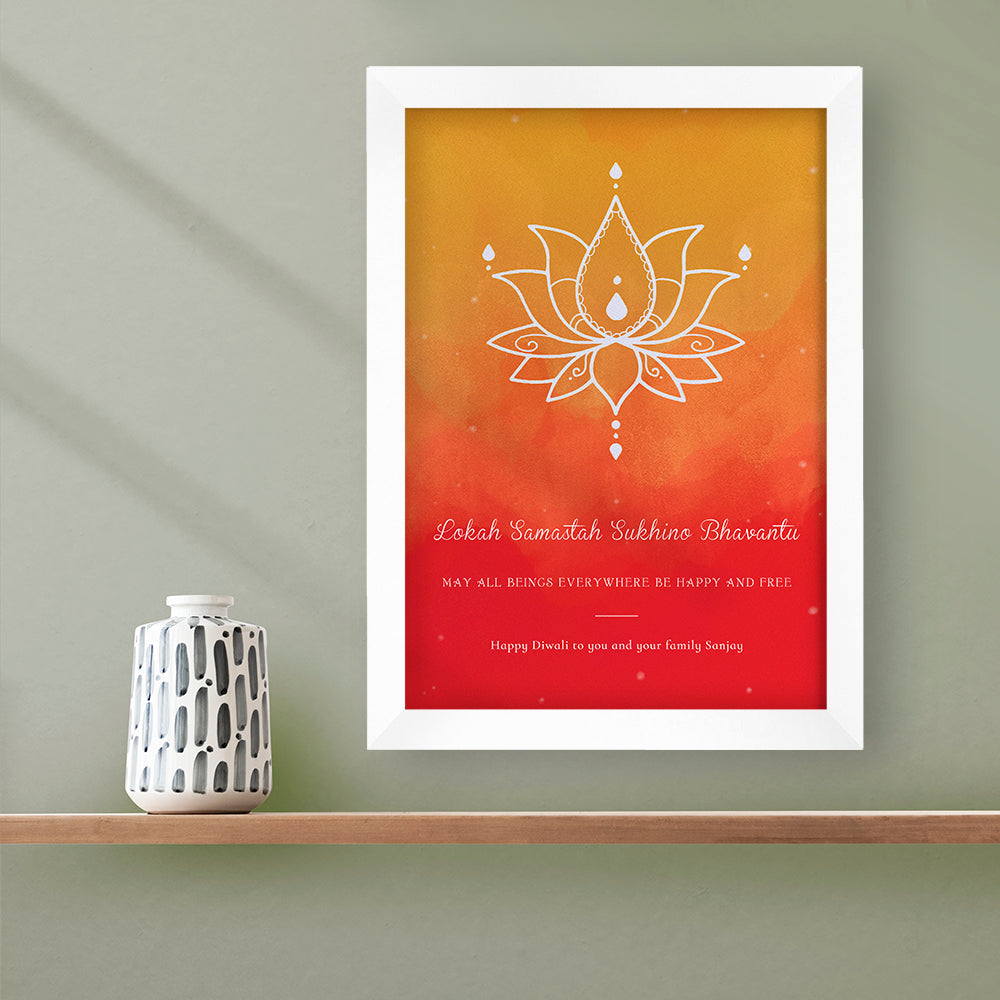 Personalised Personalised Diwali Lotus Framed Print