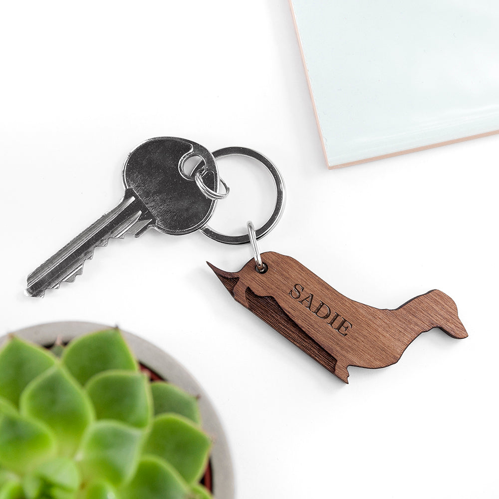 Personalised Personalised Dog Breed Wooden Keyring