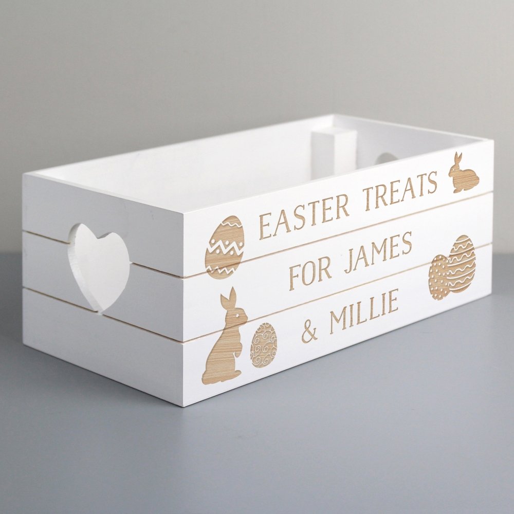 Personalised Easter Bunny White Wooden Crate
