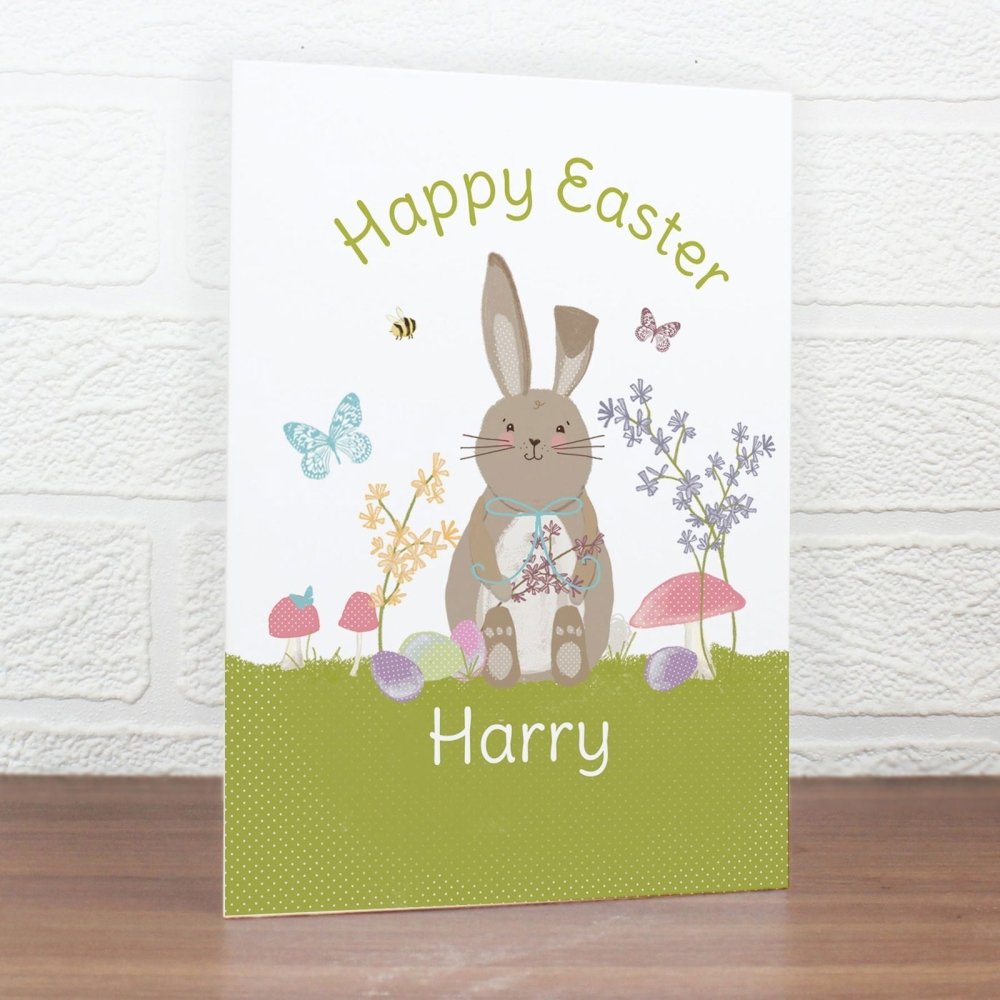 Personalised Easter Meadow Bunny Card