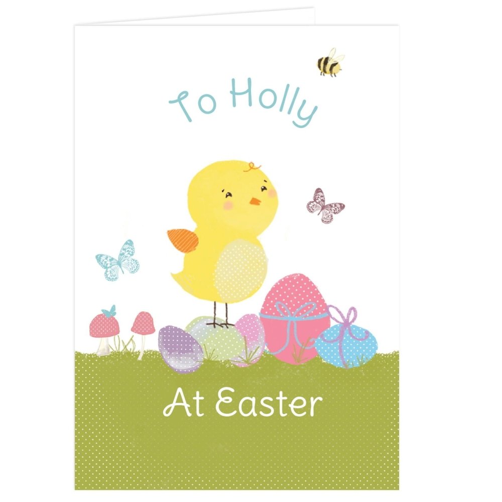 Personalised Easter Meadow Chick Card