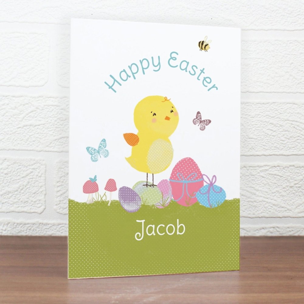 Personalised Easter Meadow Chick Card