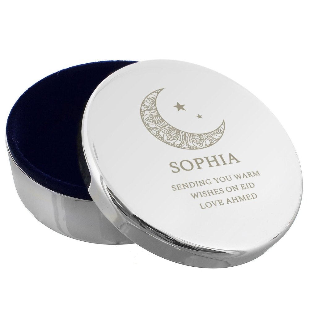 Personalised Eid And Ramadan Round Trinket Box