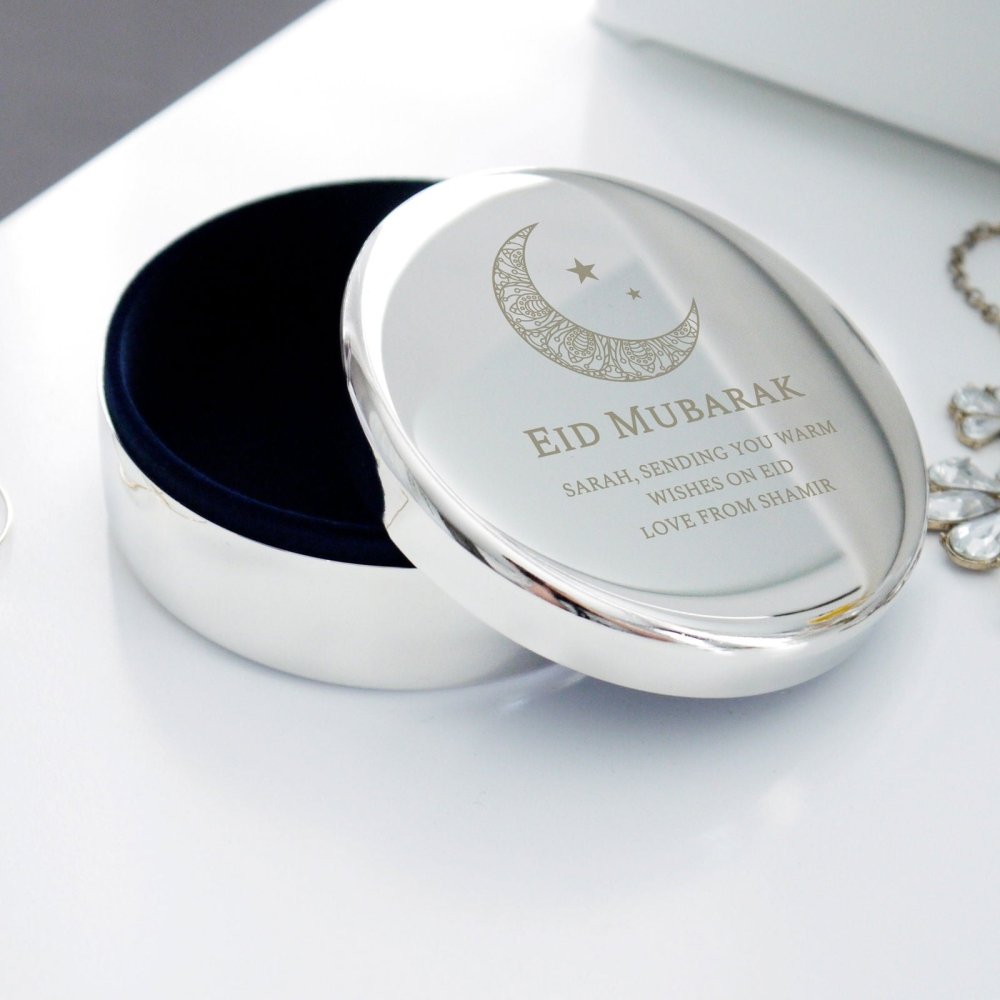 Personalised Eid And Ramadan Round Trinket Box
