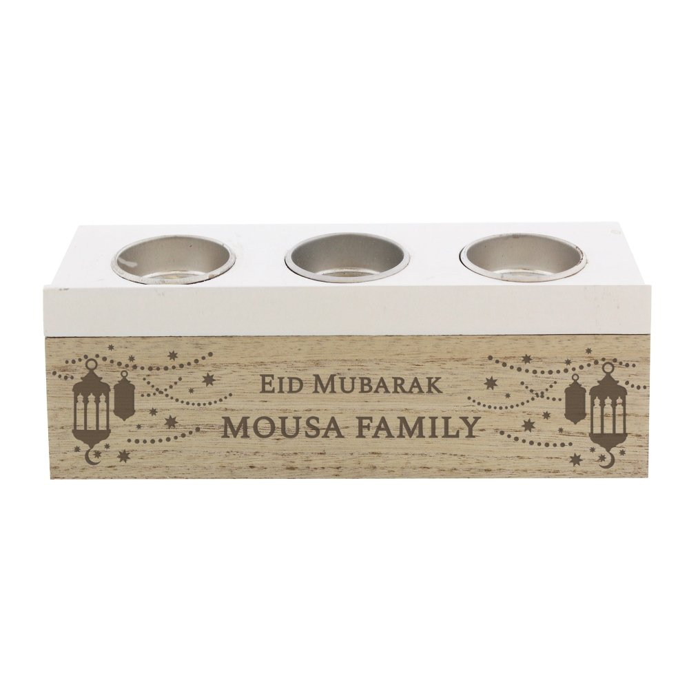 Personalised Eid And Ramadan Triple Tea Light Box