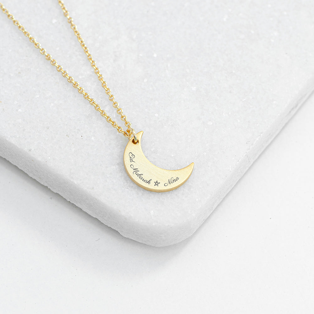 Personalised Personalised Eid Mubarak Crescent Moon Necklace