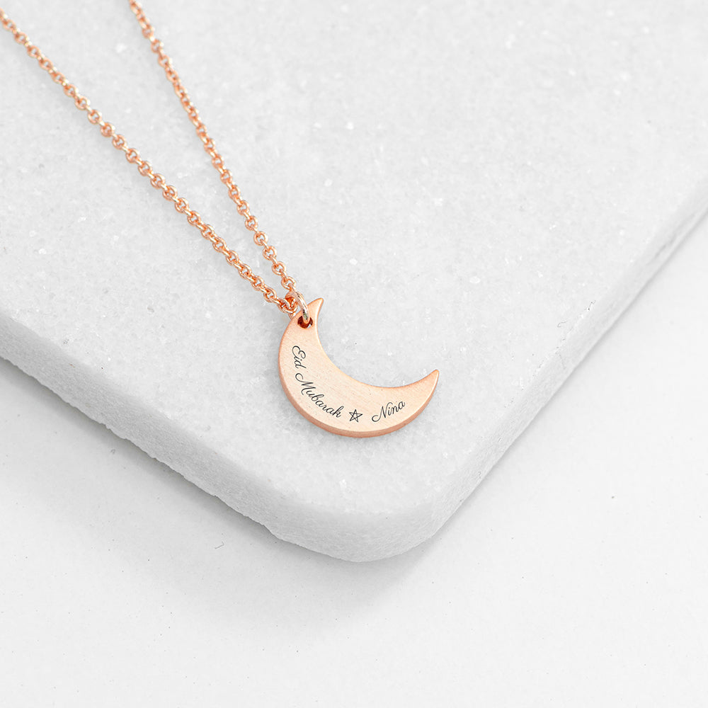 Personalised Personalised Eid Mubarak Crescent Moon Necklace